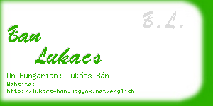 ban lukacs business card